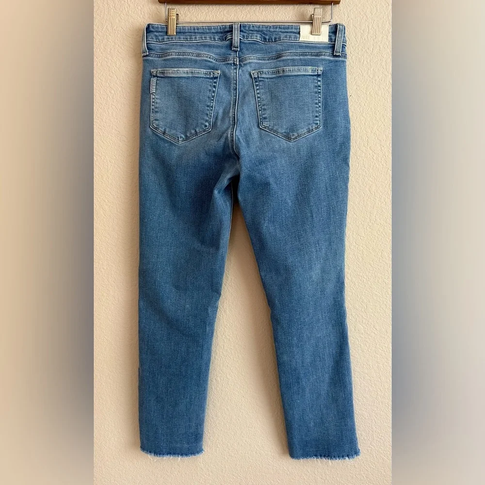 PAIGE Anthropologie Jeans Size 27 Brigitte Straight Leg Raw Hem Stretch Mid Rise